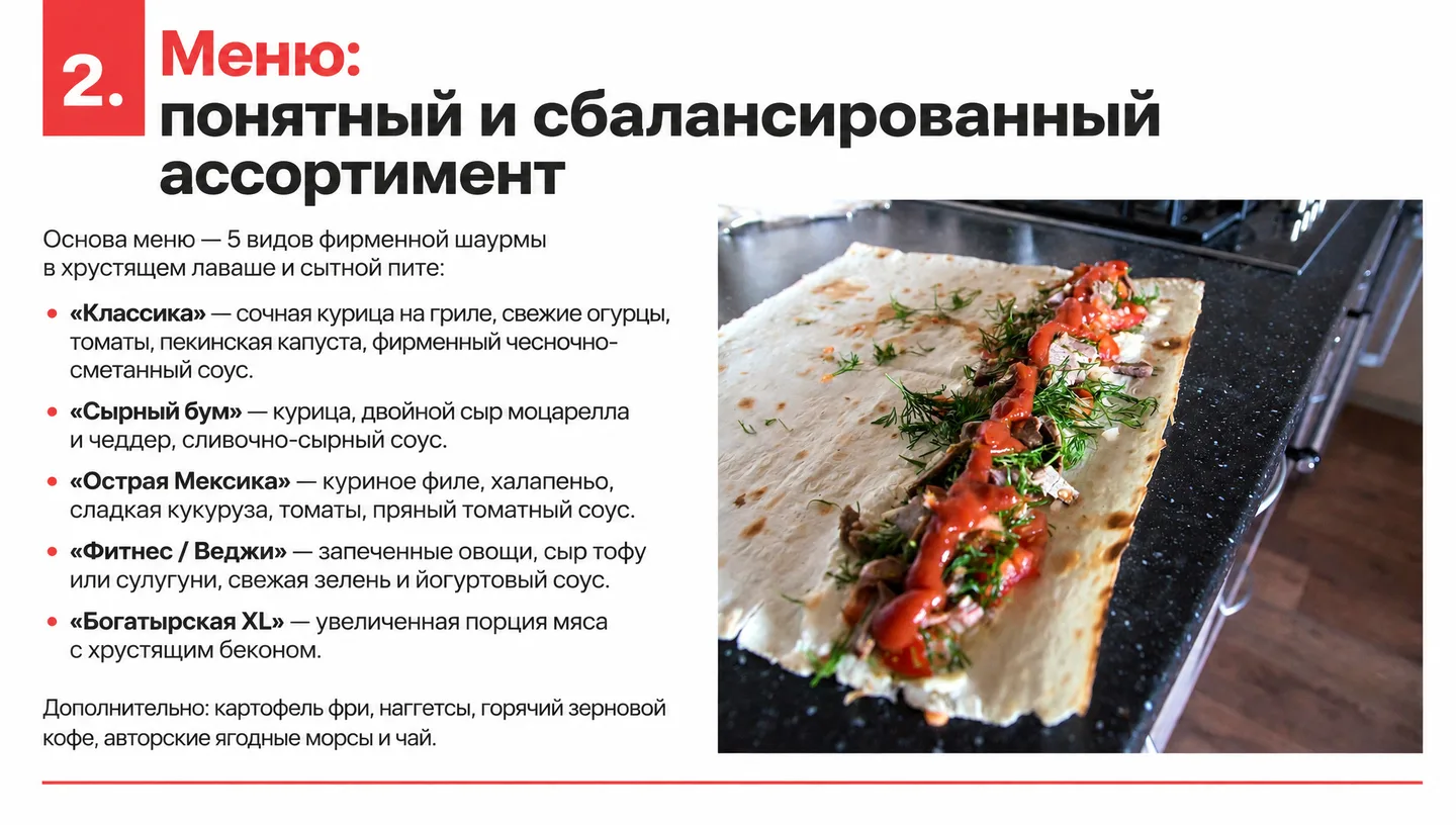 2. Меню: понятный и сбалансированный ассортимент