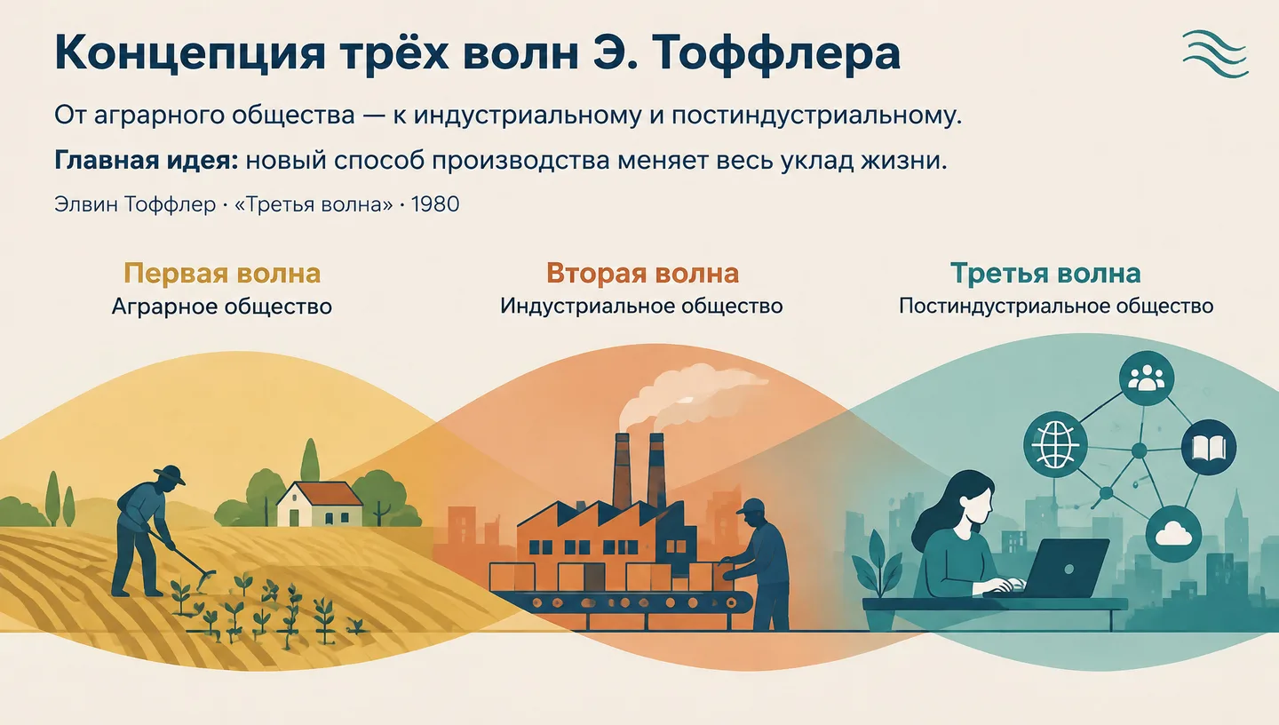 Первый слайд: Концепция трёх волн Э. Тоффлера