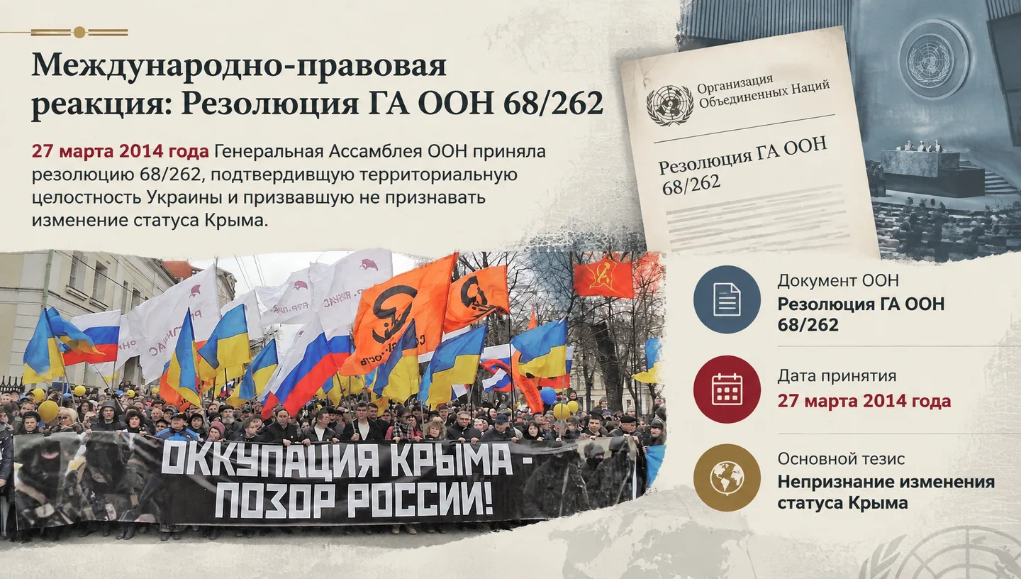 Международно-правовая реакция: Резолюция ГА ООН 68/262