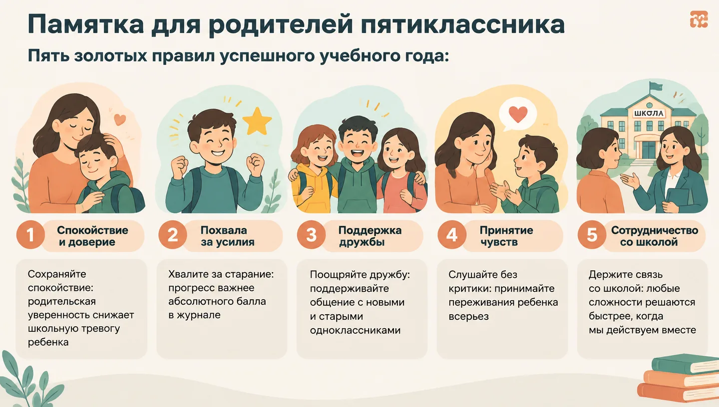 Памятка для родителей пятиклассника