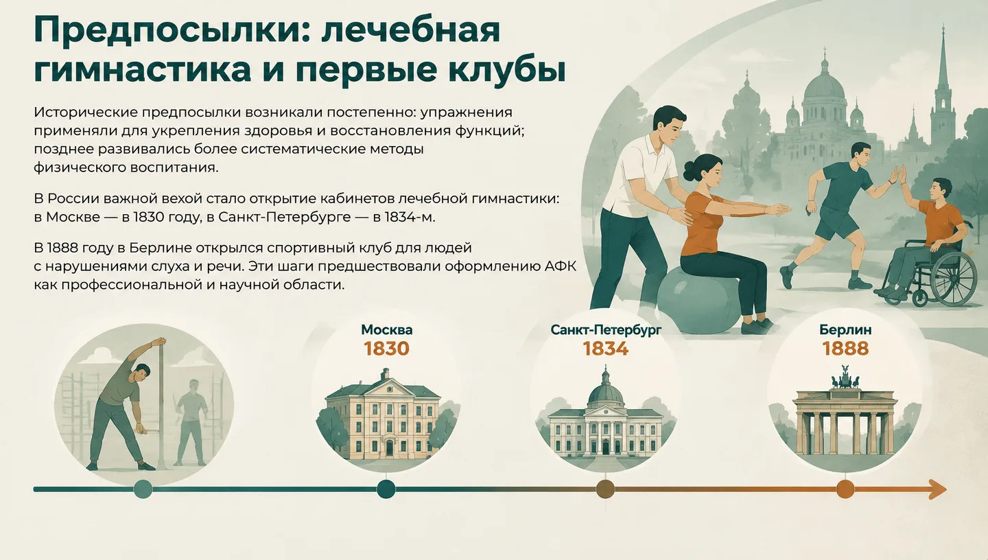Предпосылки: лечебная гимнастика и первые клубы