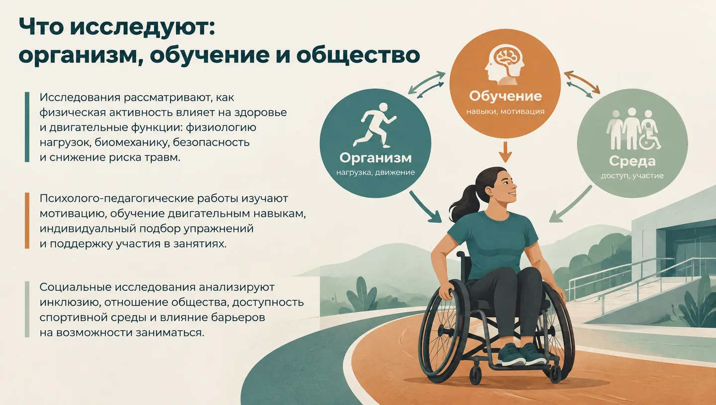 Что исследуют: организм, обучение и общество