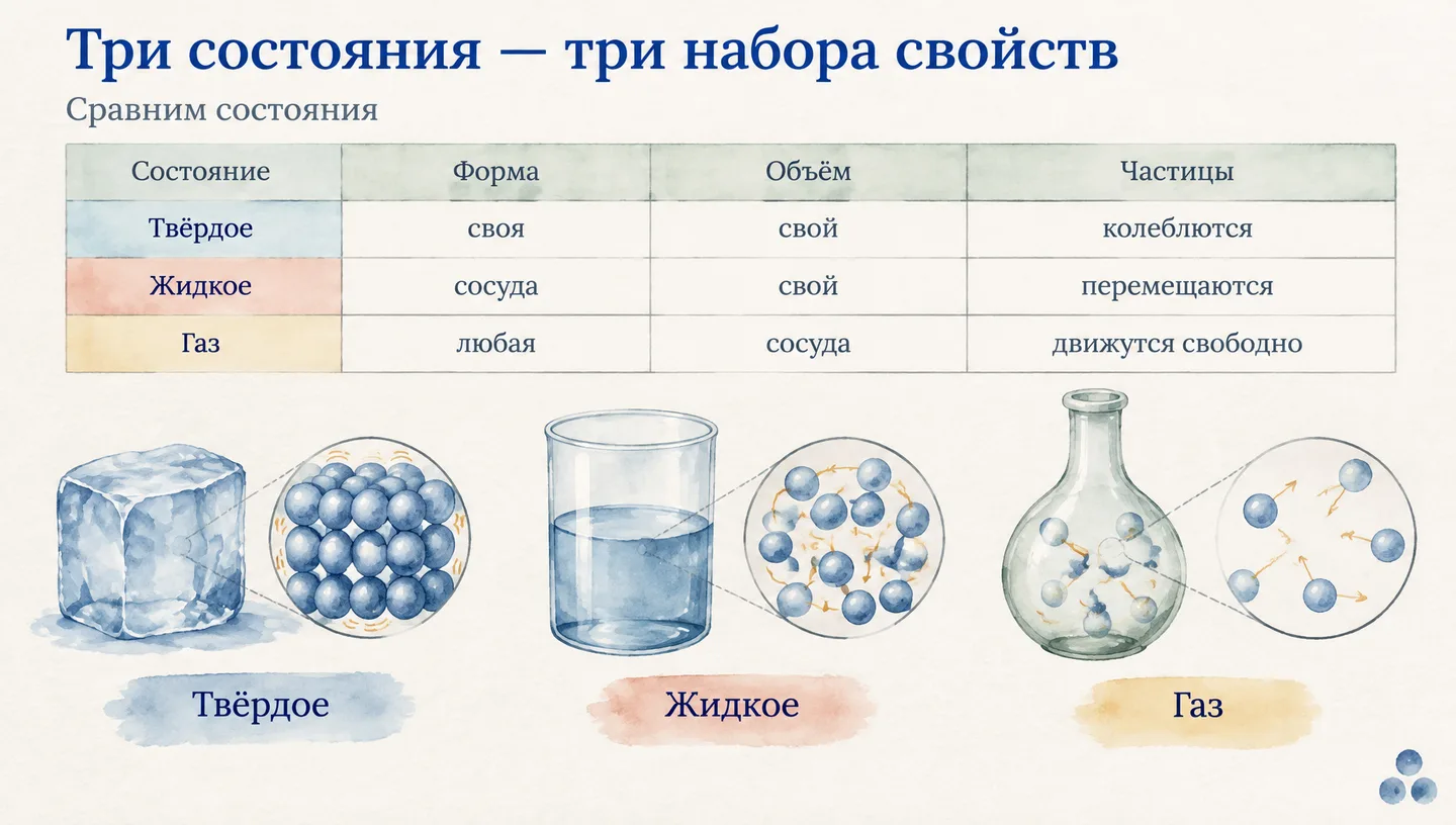 Три состояния — три набора свойств