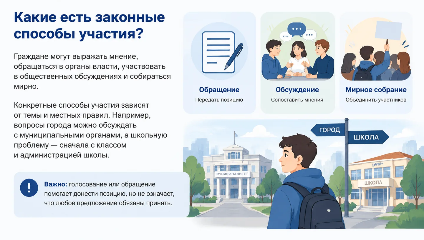Какие есть законные способы участия?
