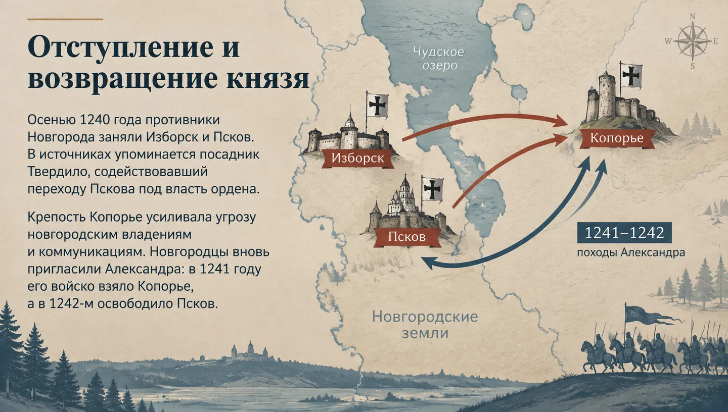Отступление и возвращение князя