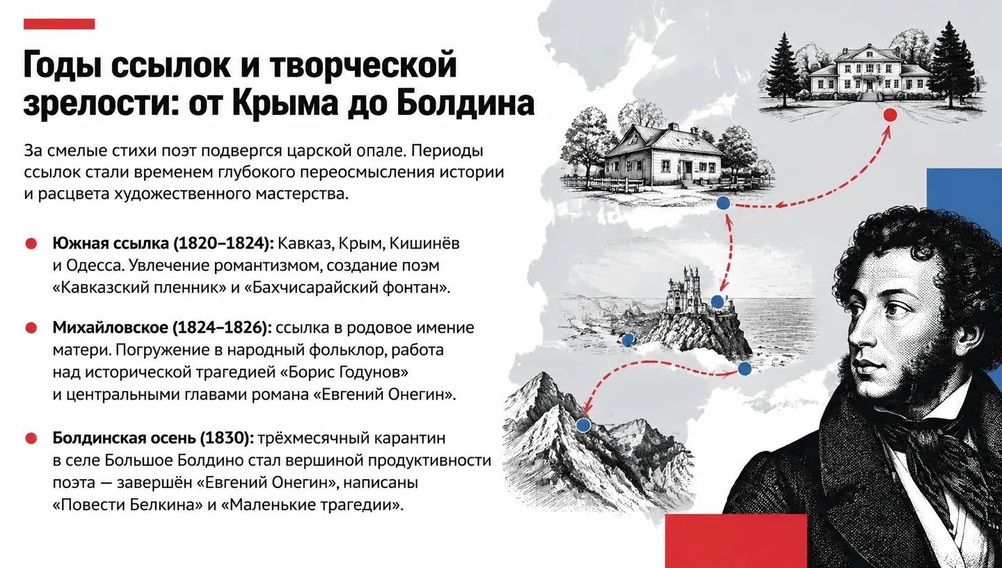 Годы ссылок и творческой зрелости: от Крыма до Болдина