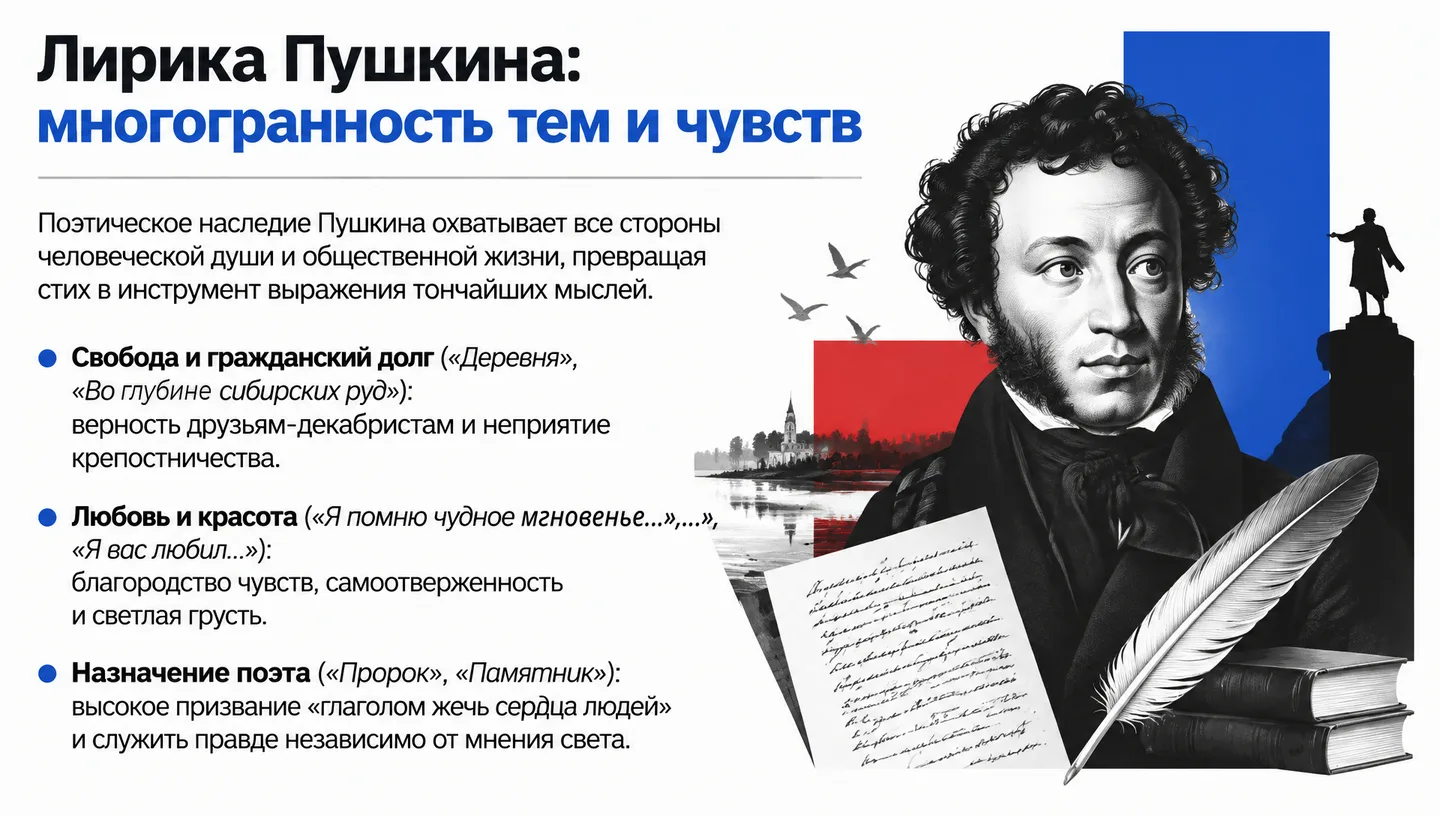 Лирика Пушкина: многогранность тем и чувств