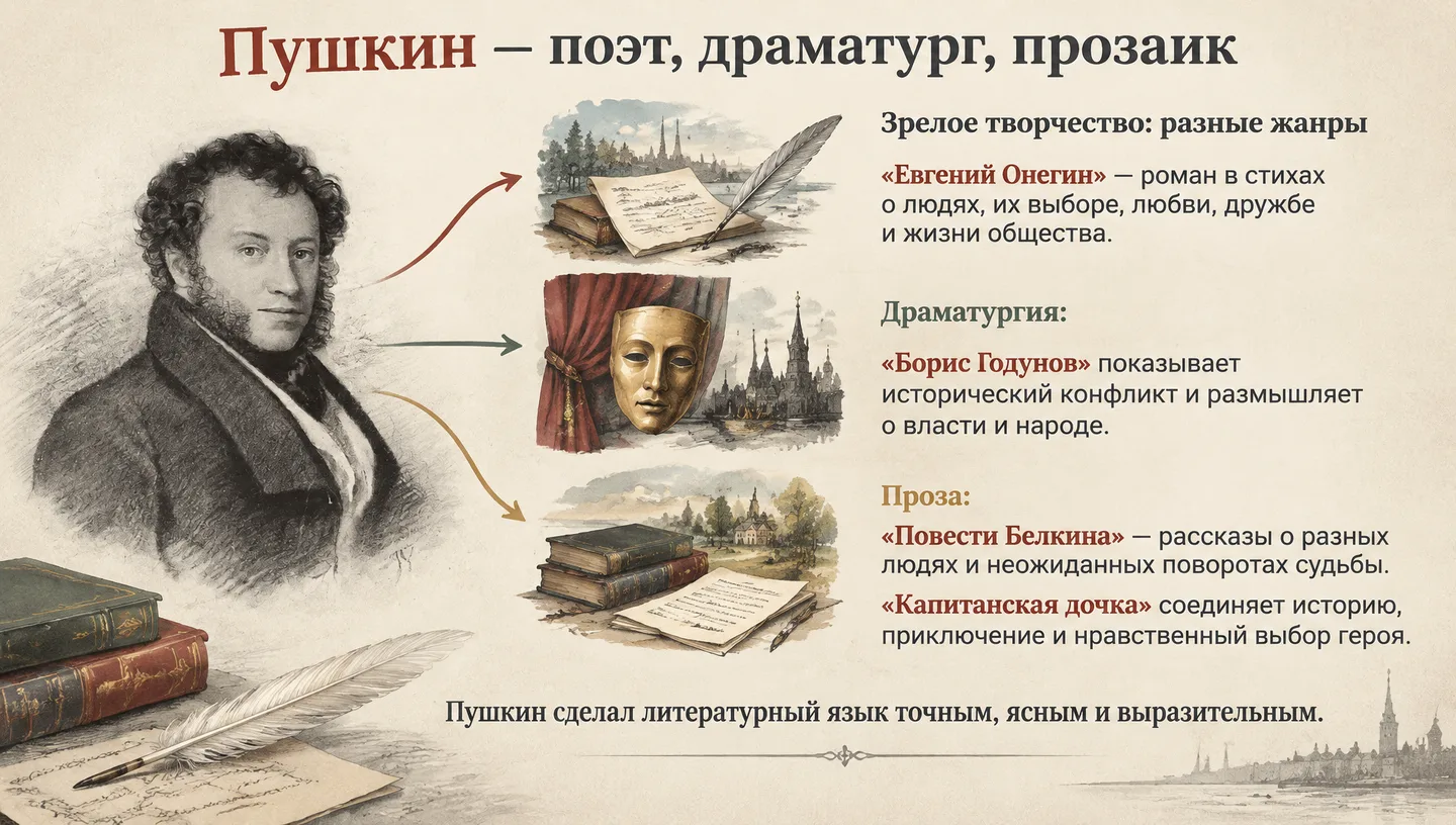Пушкин — поэт, драматург, прозаик