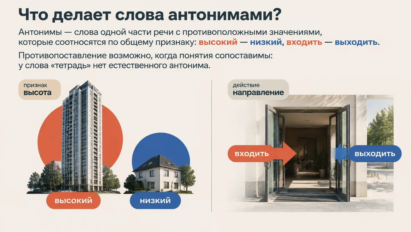 Что делает слова антонимами?