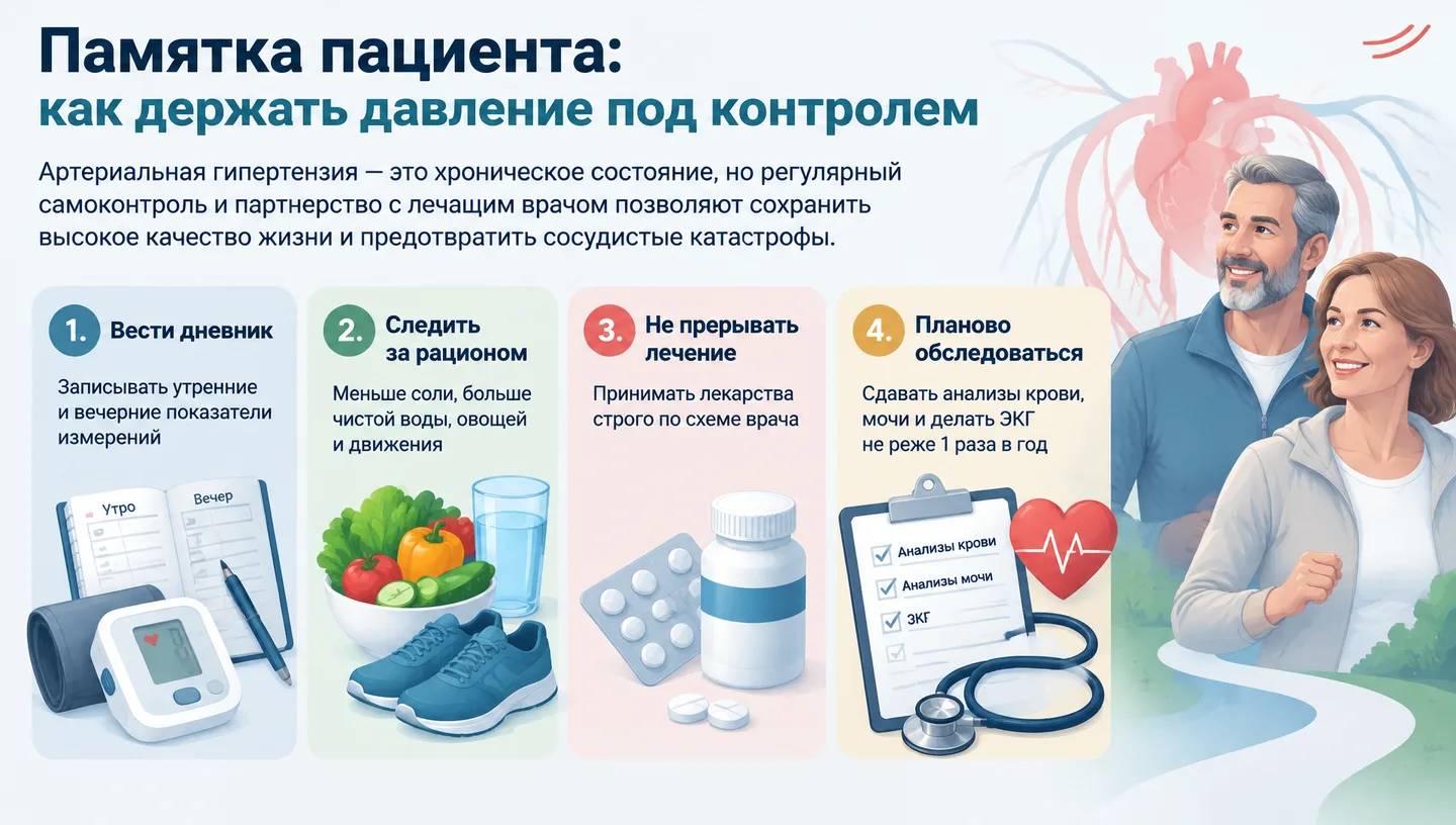Памятка пациента: как держать давление под контролем