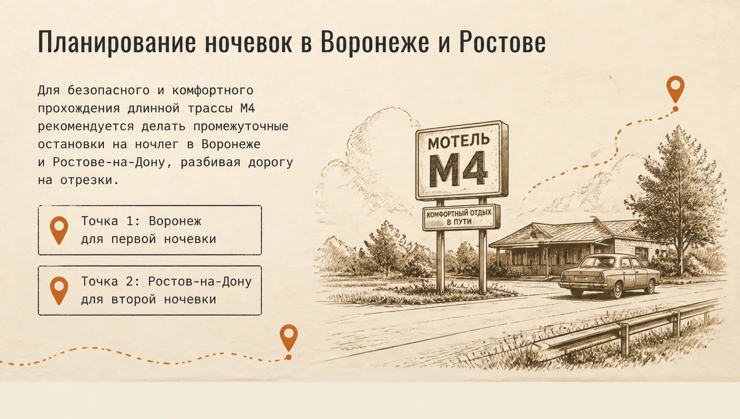 Планирование ночевок в Воронеже и Ростове