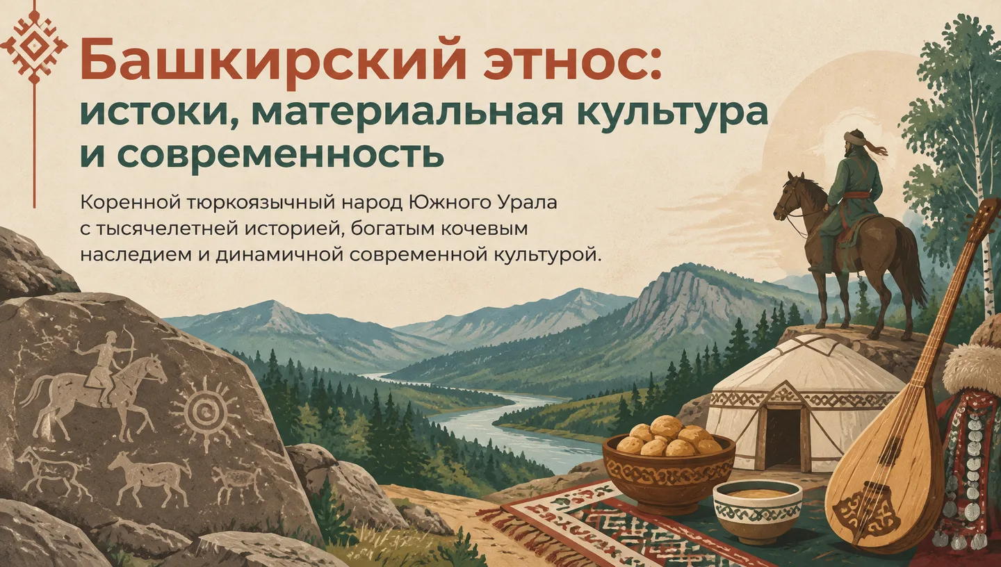 Первый слайд: Башкирский этнос: истоки, материальная культура и современность