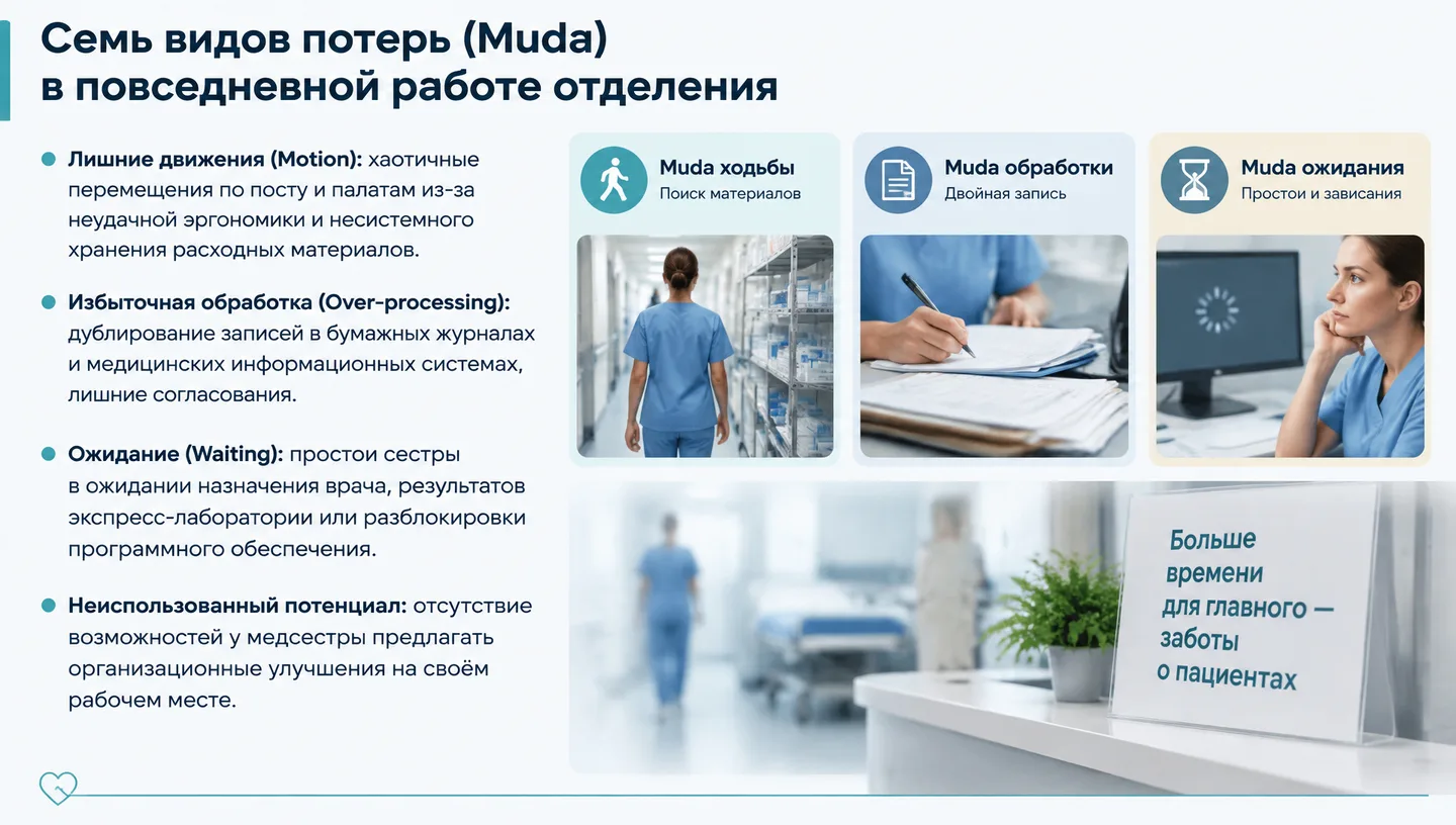Семь видов потерь (Muda) в повседневной работе отделения