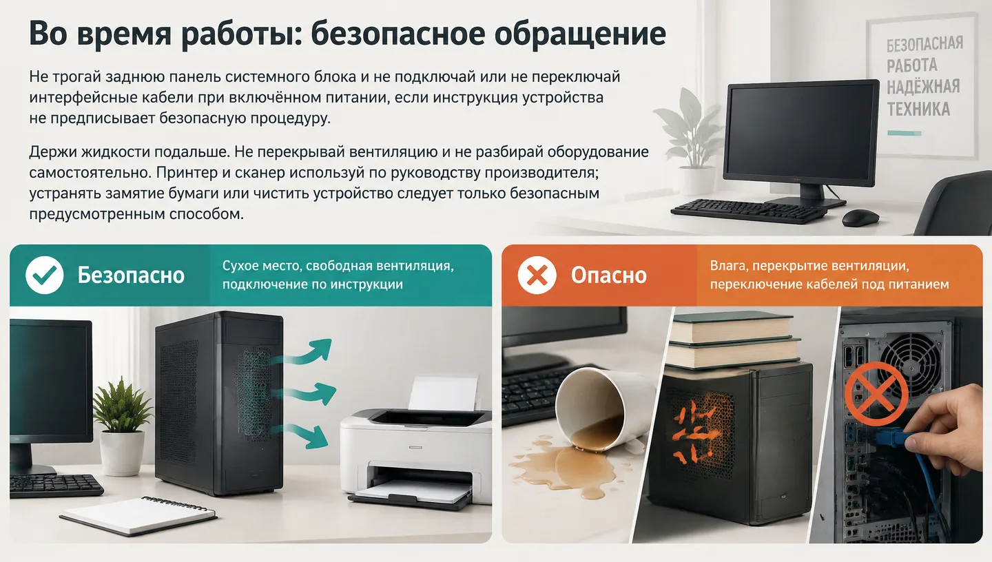 Во время работы: безопасное обращение