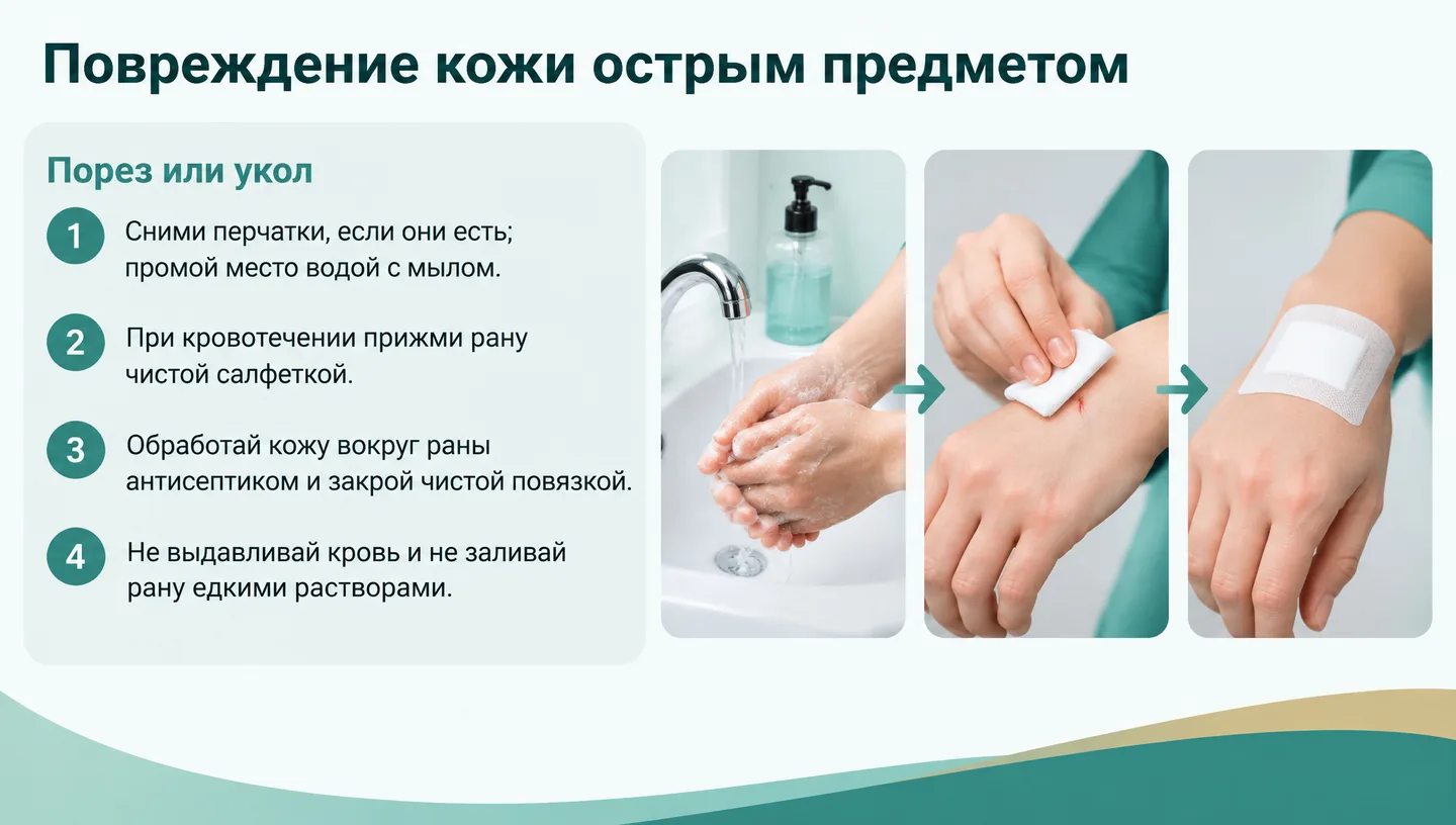 Повреждение кожи острым предметом