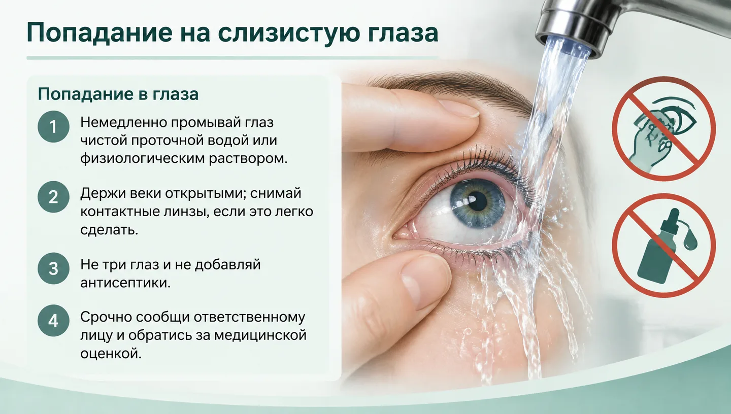 Попадание на слизистую глаза