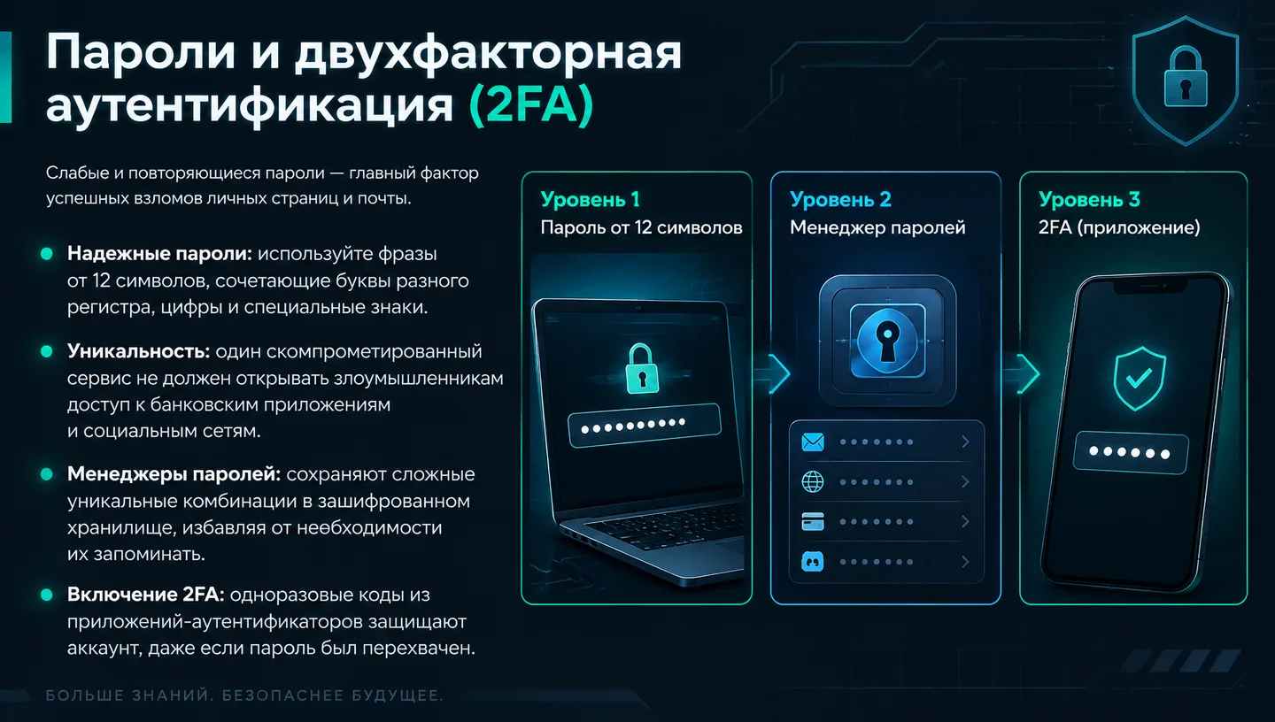 Пароли и двухфакторная аутентификация (2FA)