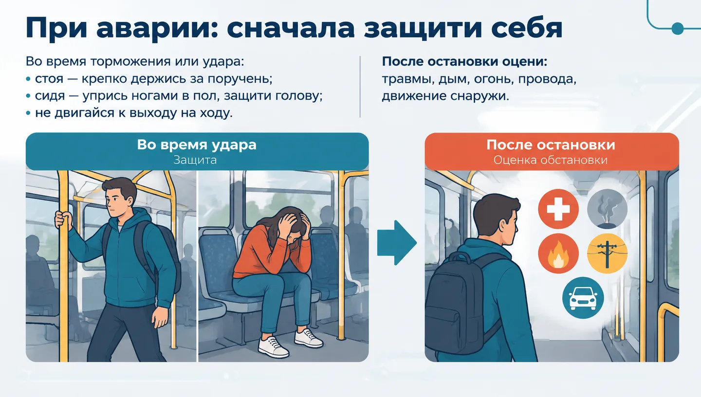 При аварии: сначала защити себя