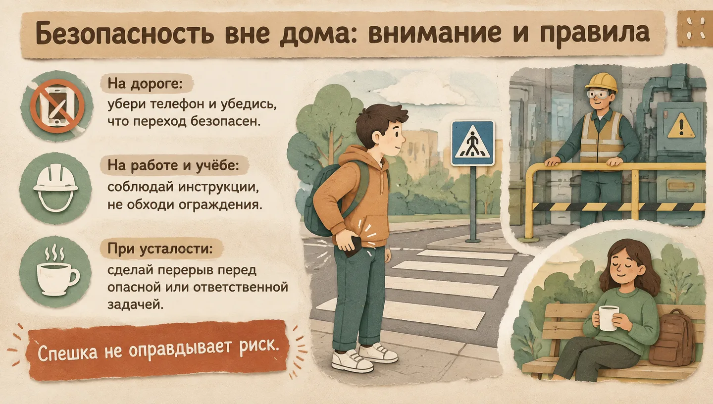 Безопасность вне дома: внимание и правила