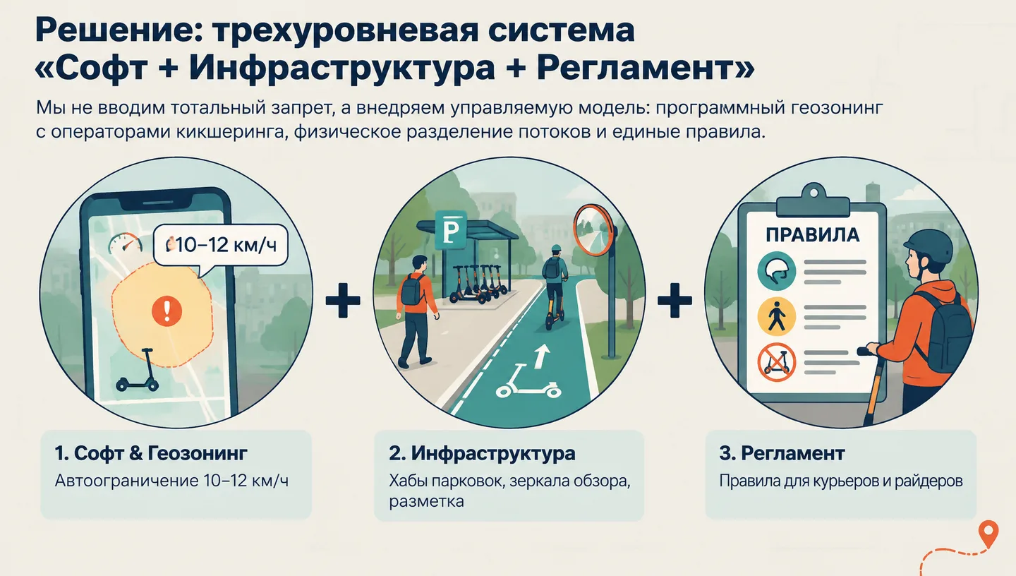 Решение: трехуровневая система «Софт + Инфраструктура + Регламент»