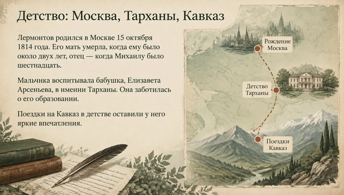 Детство: Москва, Тарханы, Кавказ