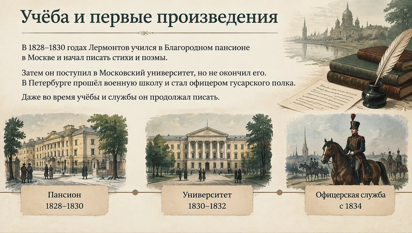 Учёба и первые произведения