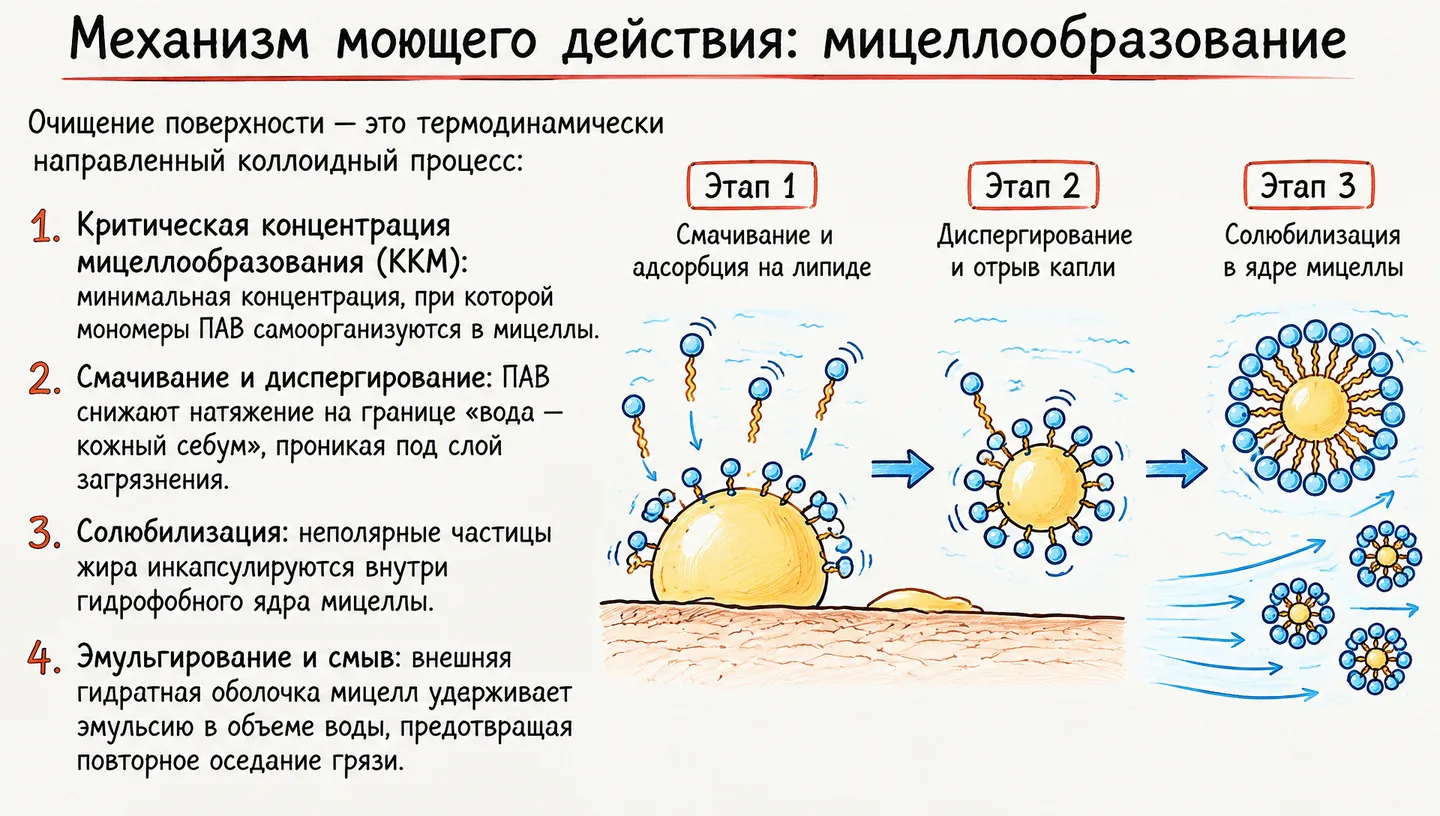 Механизм моющего действия: мицеллообразование
