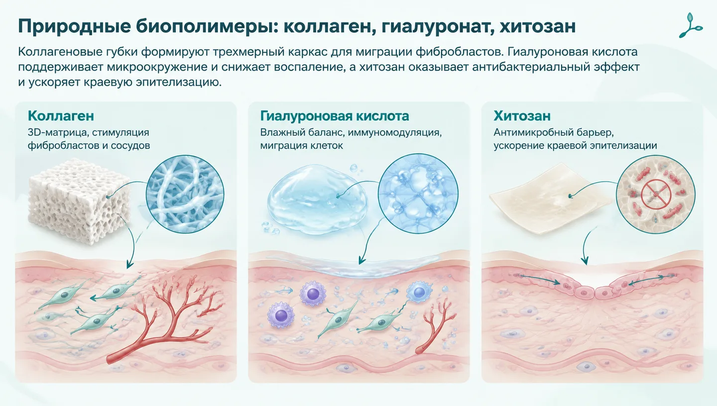 Природные биополимеры: коллаген, гиалуронат, хитозан