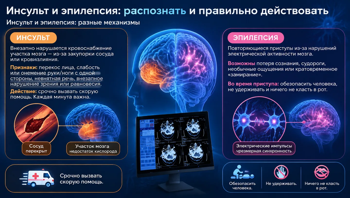 Инсульт и эпилепсия: распознать и правильно действовать