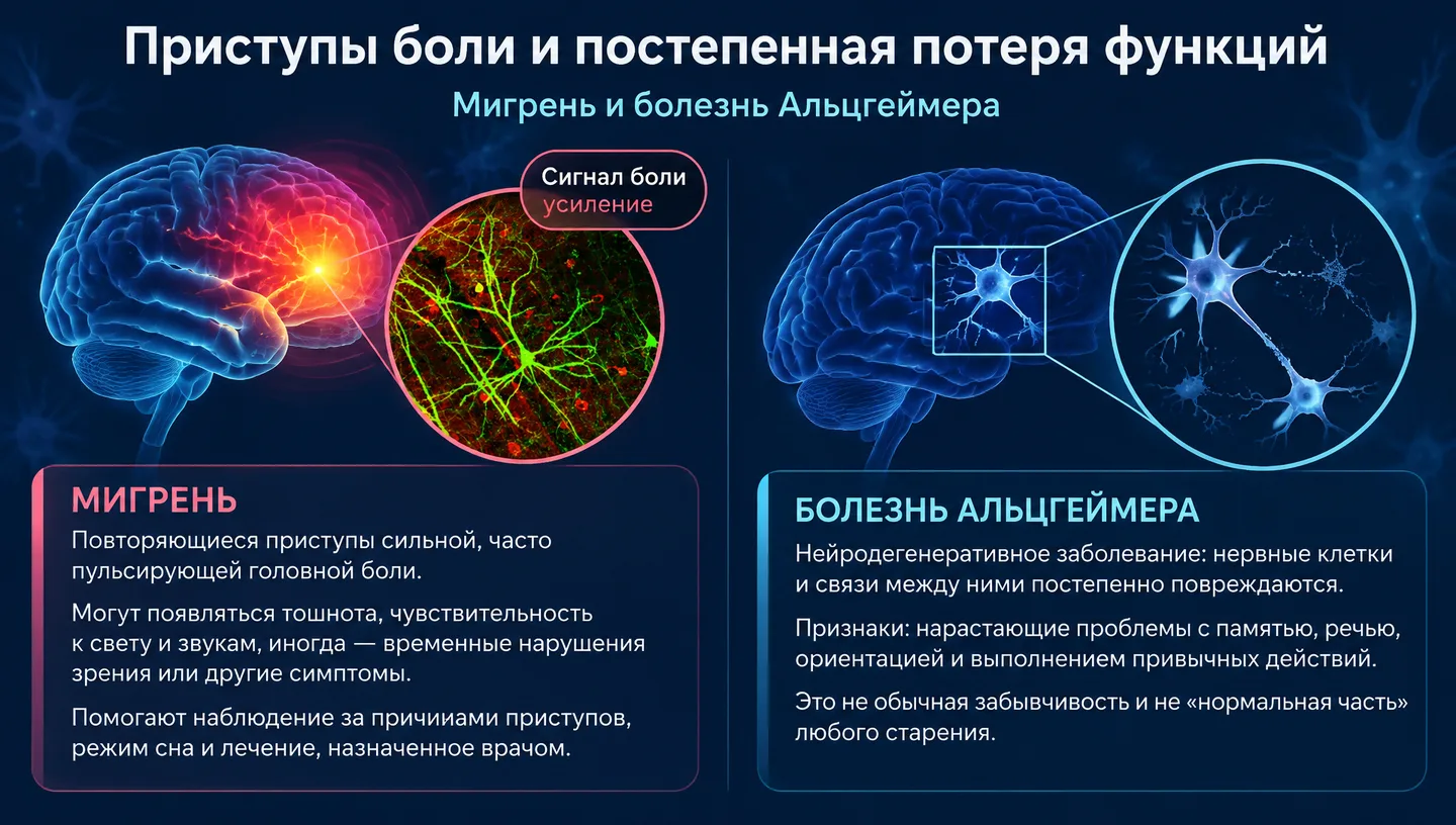 Приступы боли и постепенная потеря функций
