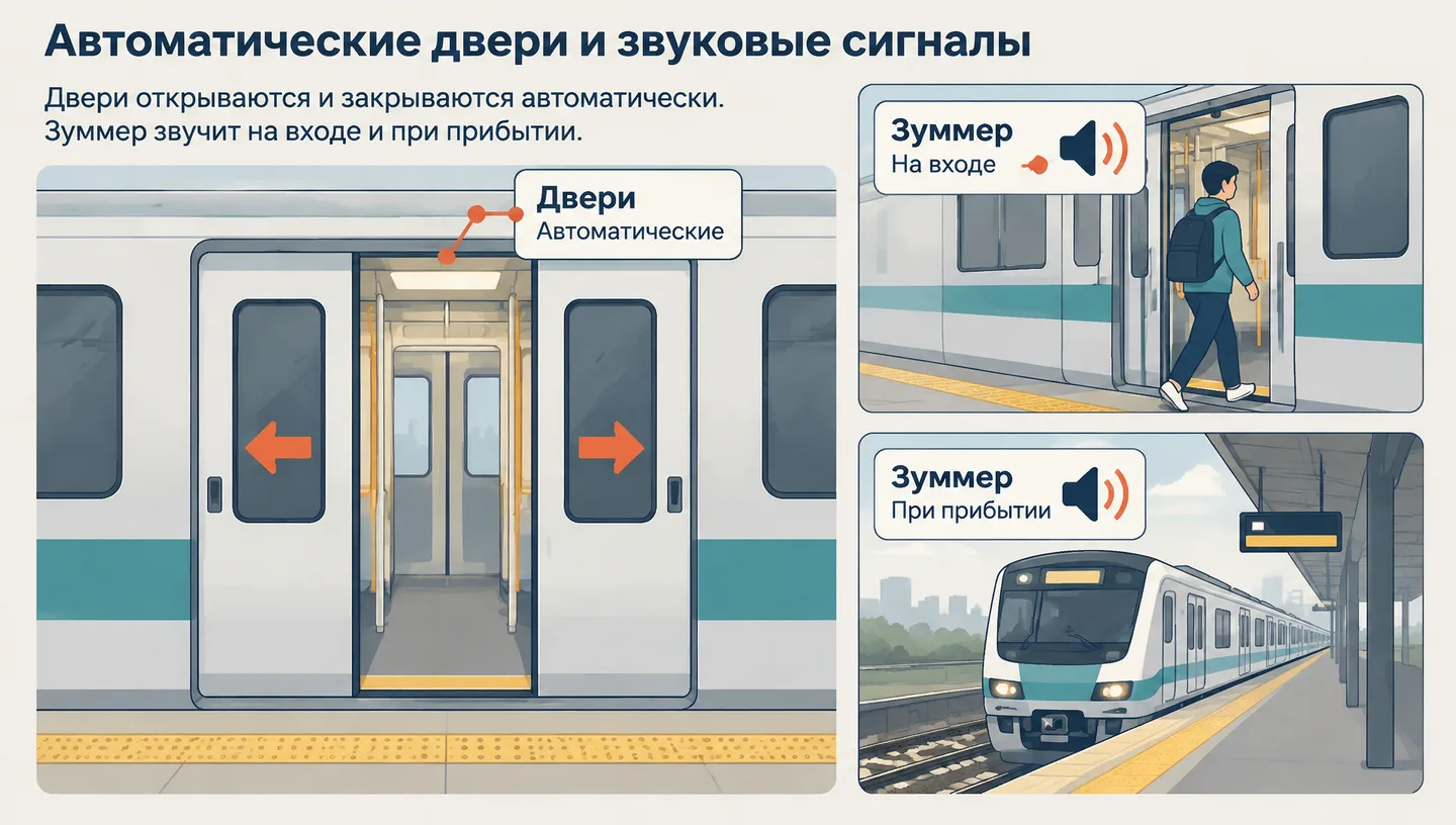 Автоматические двери и звуковые сигналы