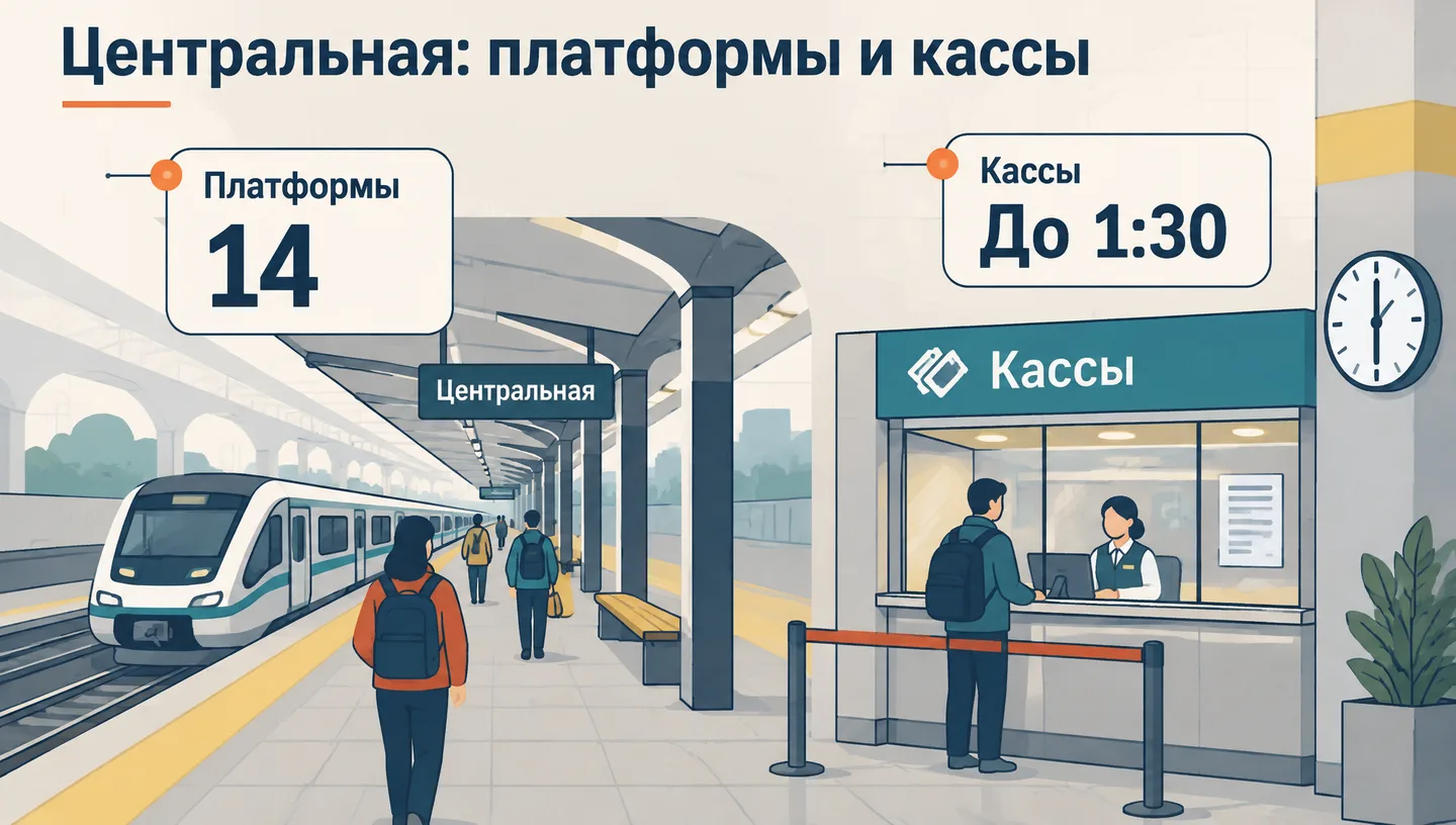 Центральная: платформы и кассы