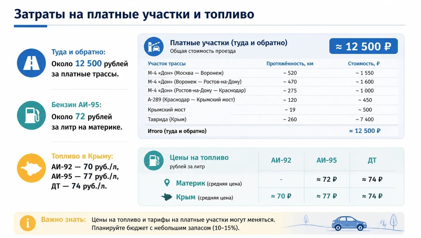 Затраты на платные участки и топливо