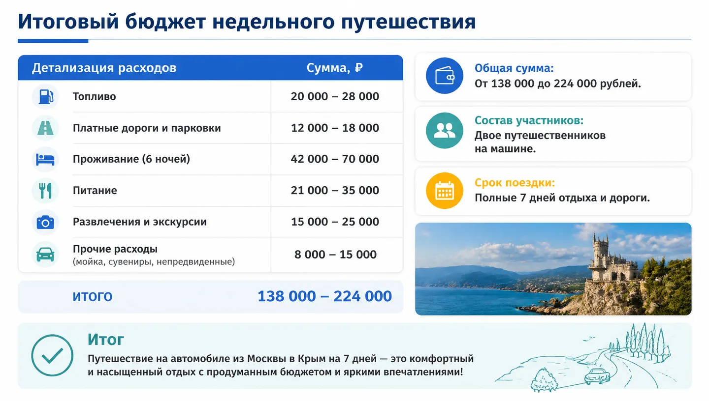 Итоговый бюджет недельного путешествия