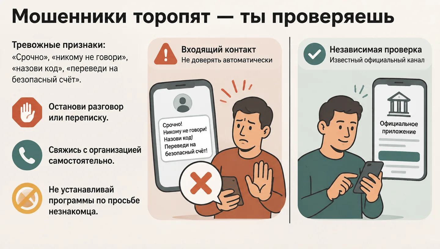 Мошенники торопят — ты проверяешь