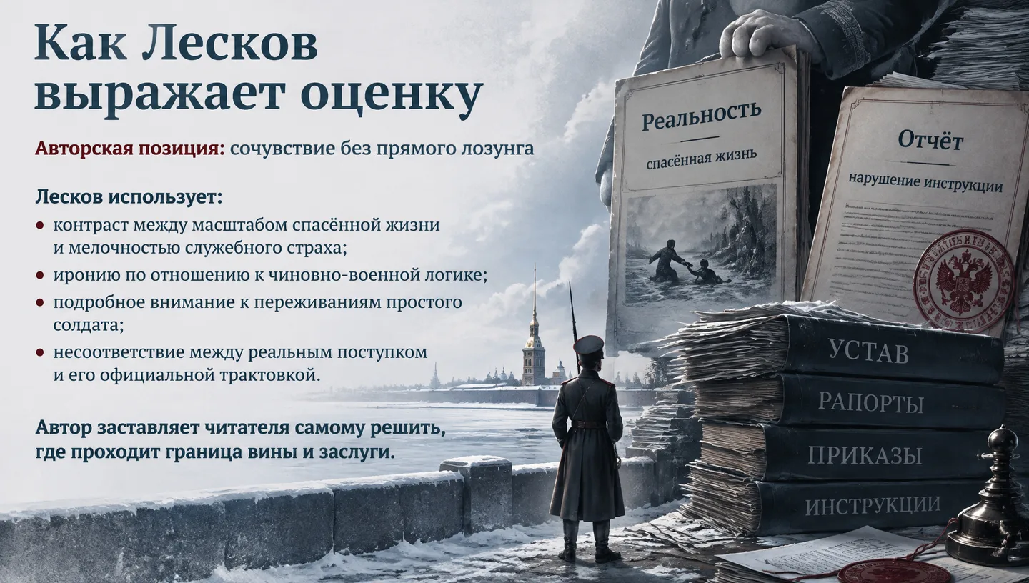 Как Лесков выражает оценку
