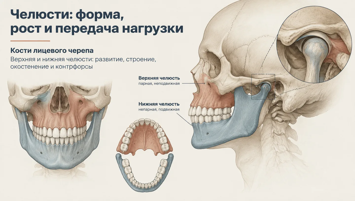 Первый слайд: Челюсти: форма, рост и передача нагрузки