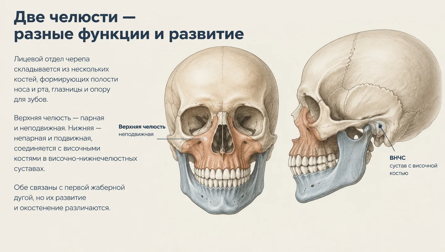 Две челюсти — разные функции и развитие