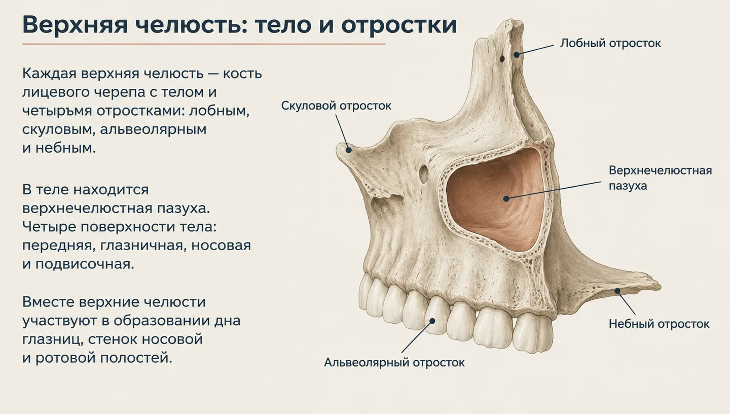 Верхняя челюсть: тело и отростки