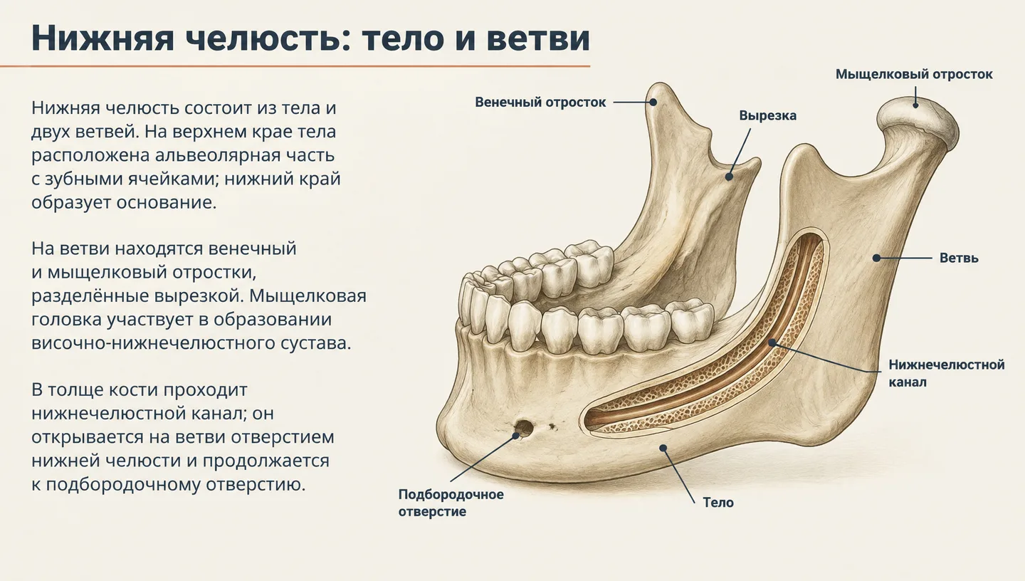 Нижняя челюсть: тело и ветви