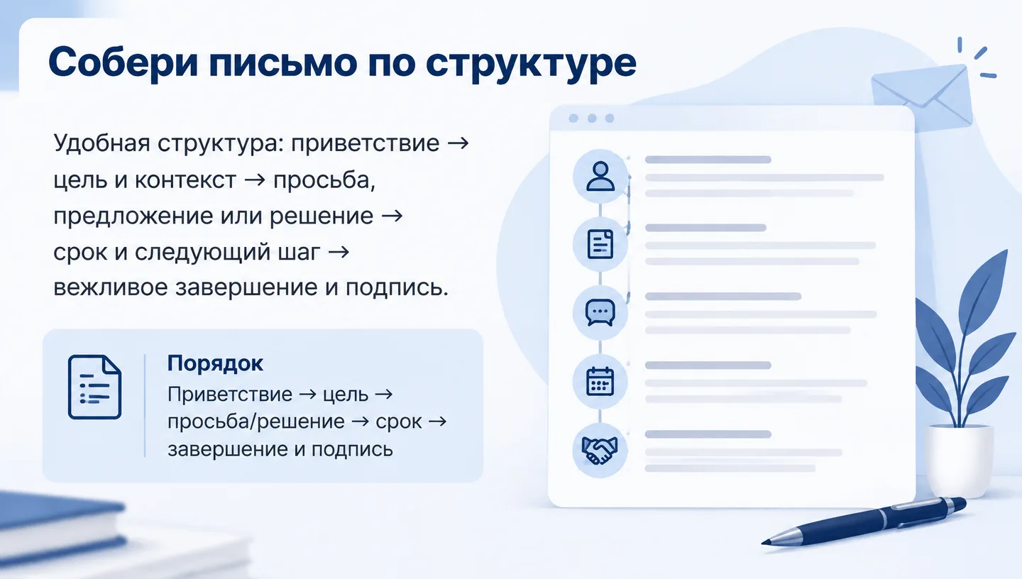 Собери письмо по структуре