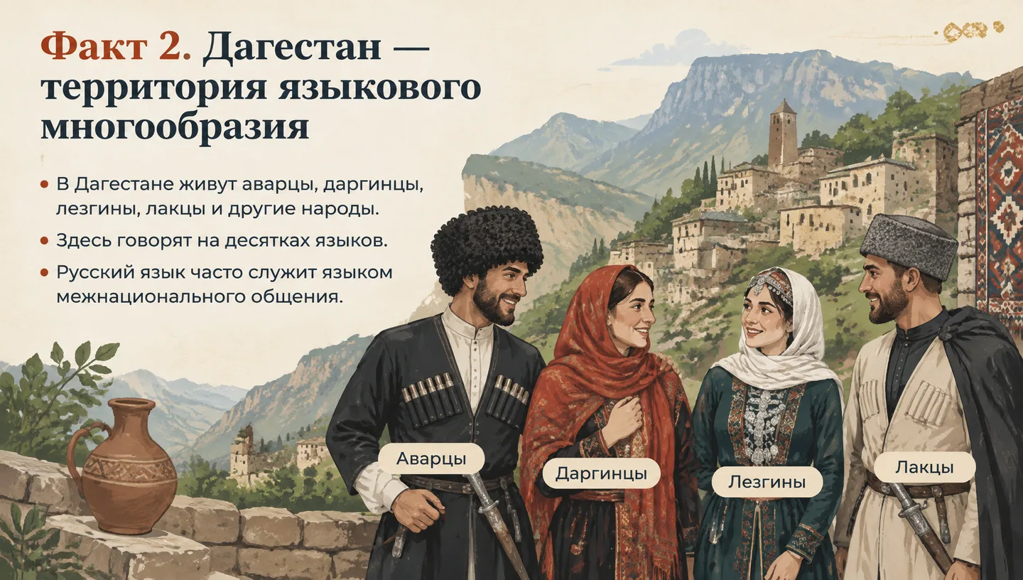 Факт 2. Дагестан — территория языкового многообразия