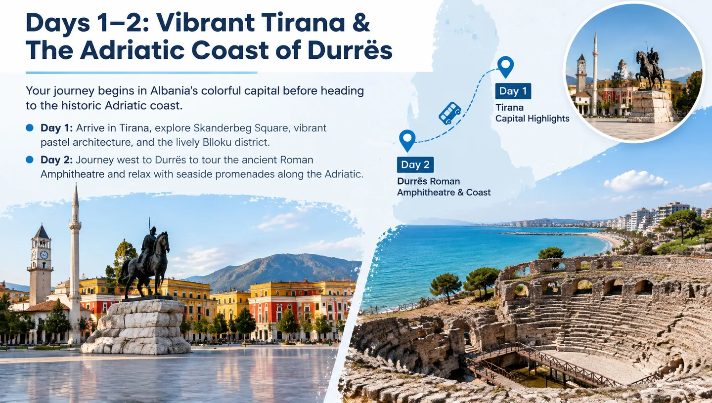 Days 1–2: Vibrant Tirana & The Adriatic Coast of Durrës