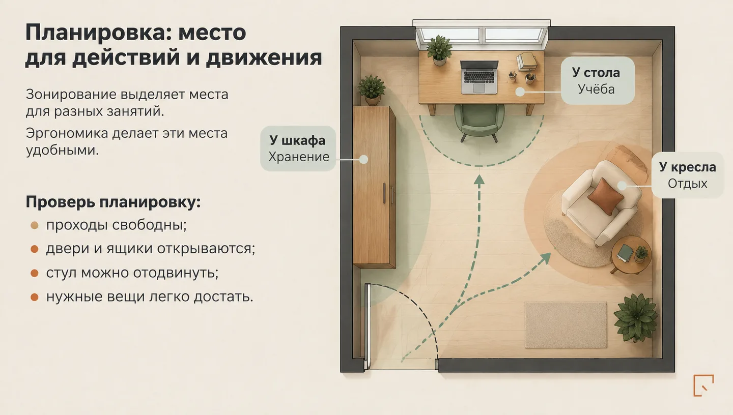 Планировка: место для действий и движения