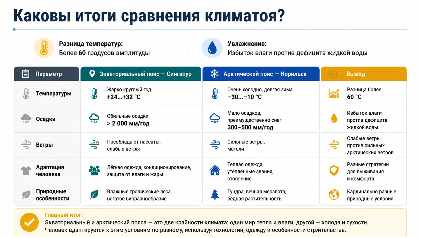 Каковы итоги сравнения климатов?