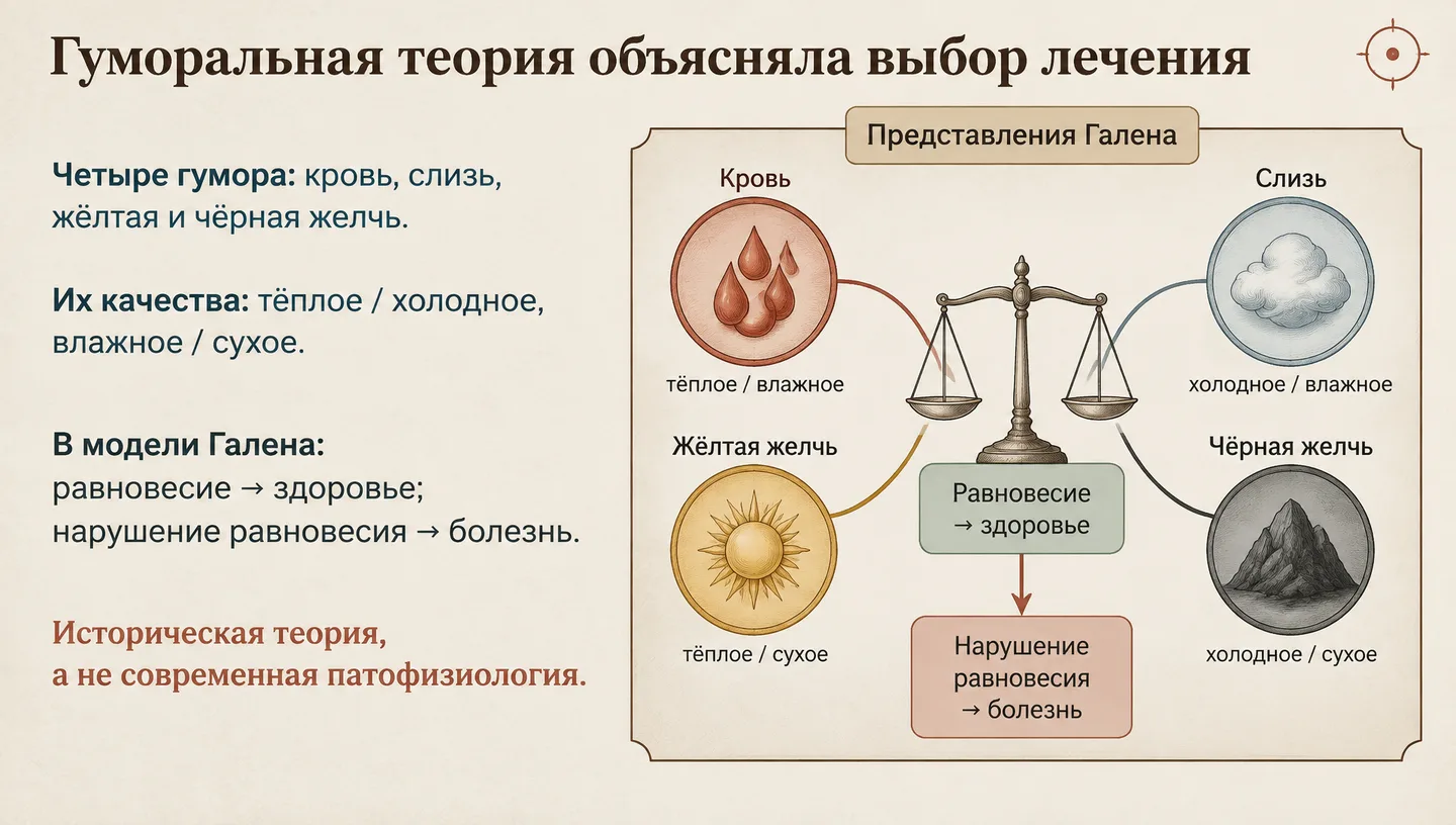 Гуморальная теория объясняла выбор лечения