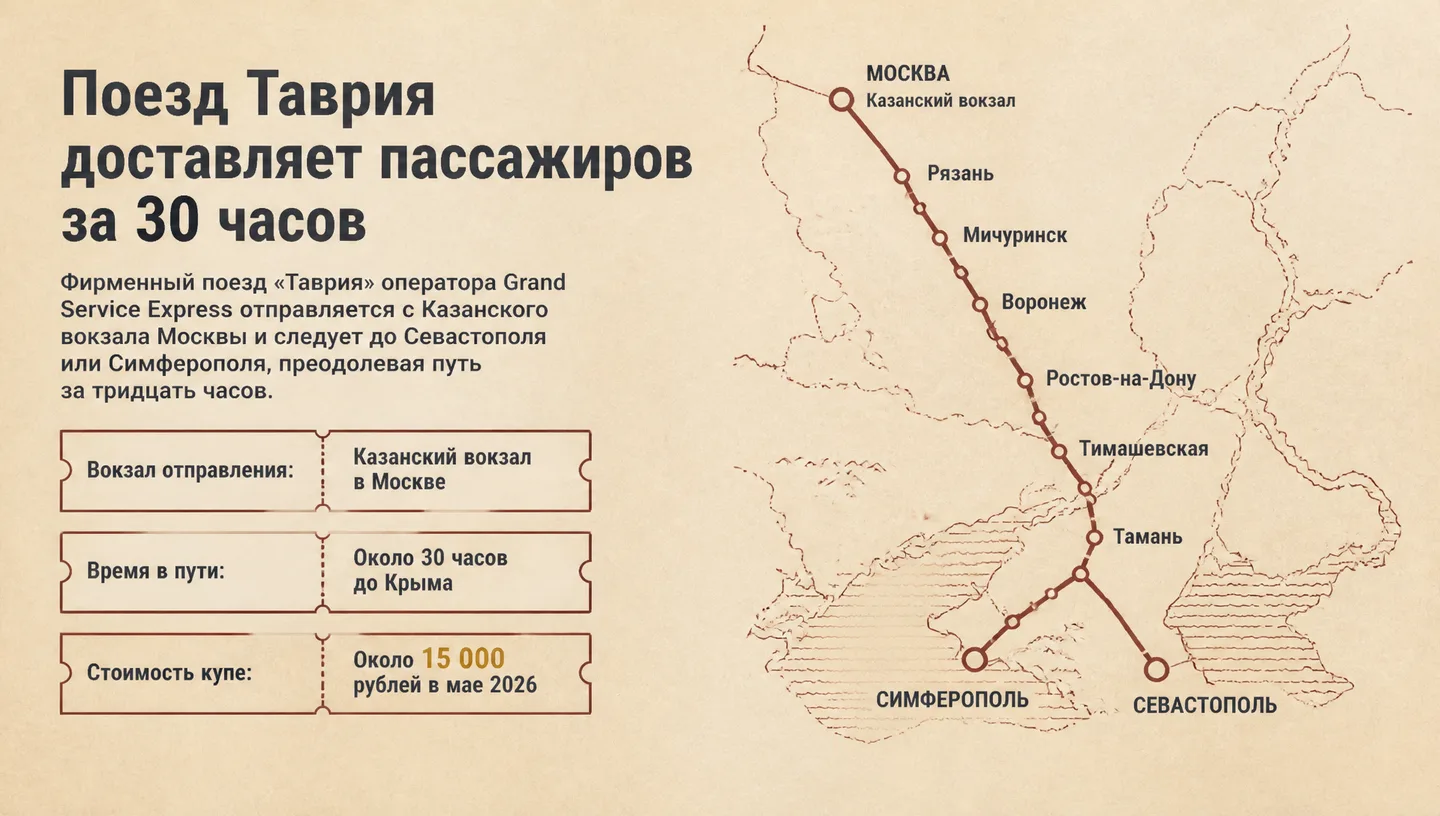 Поезд Таврия доставляет пассажиров за 30 часов