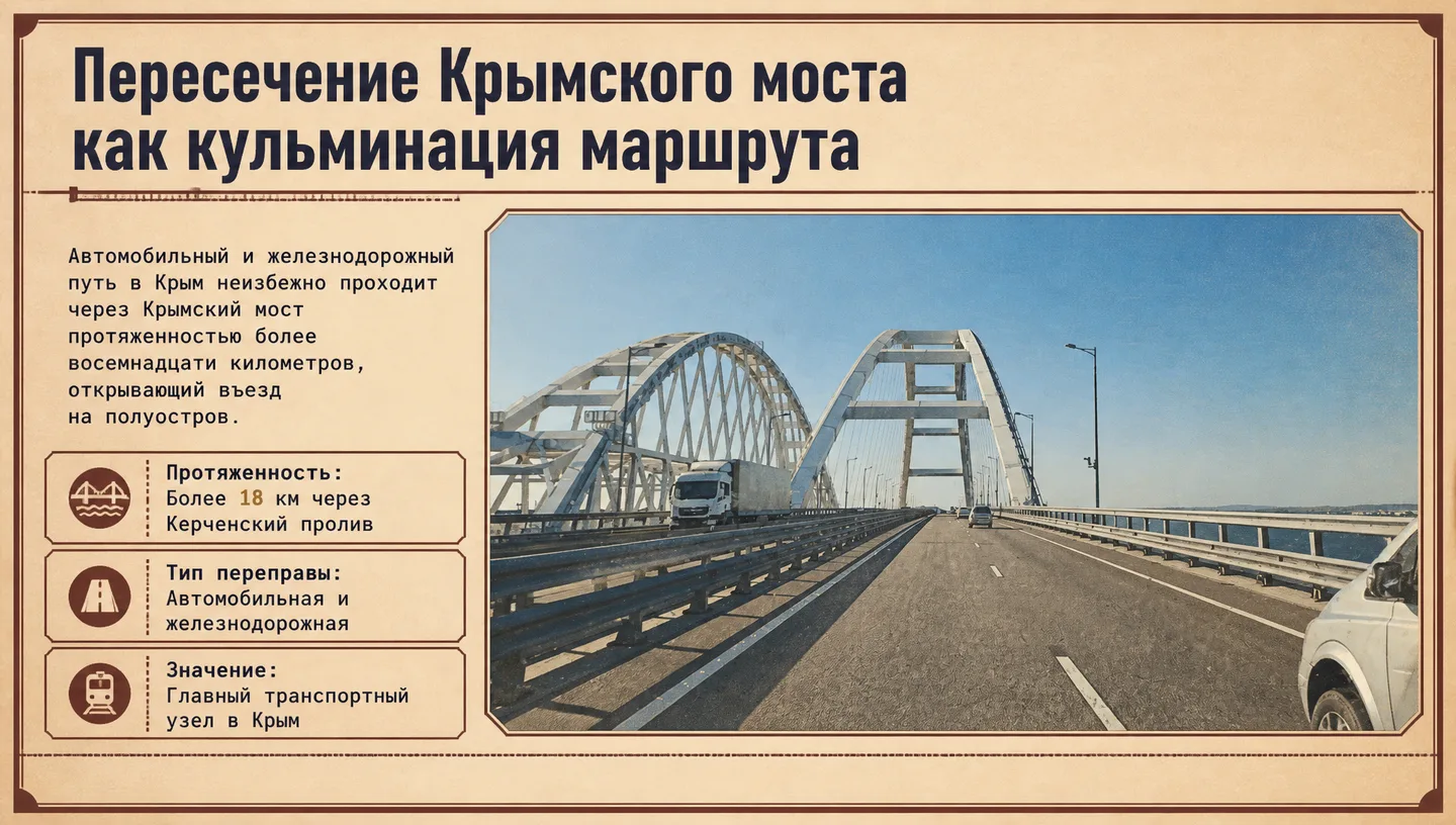 Пересечение Крымского моста как кульминация маршрута