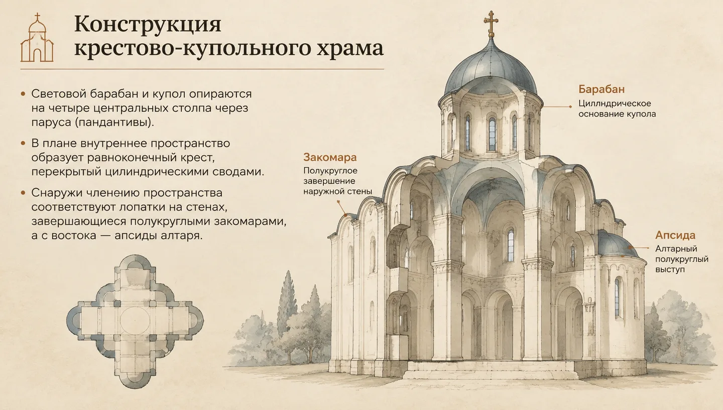 Конструкция крестово-купольного храма