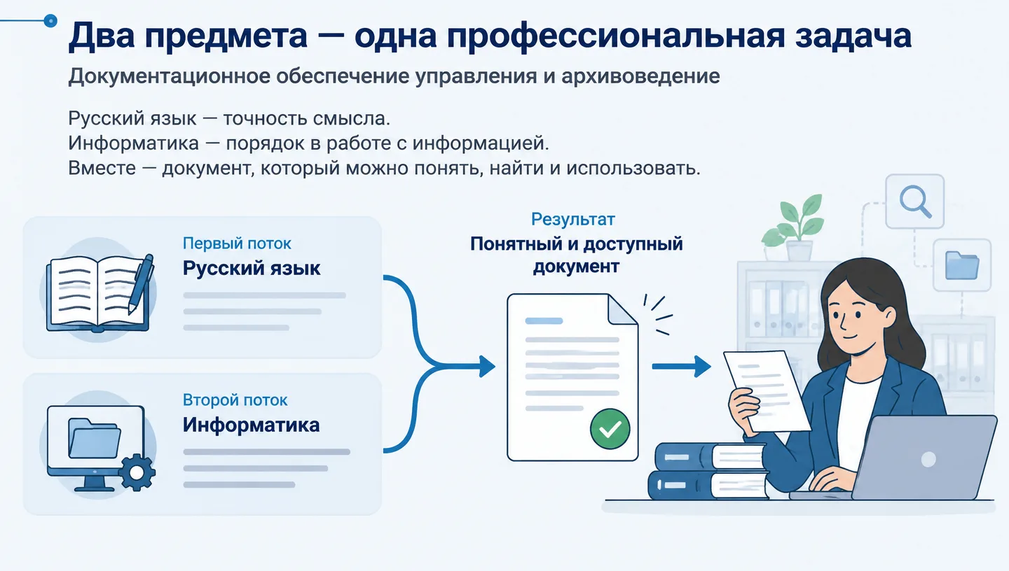 Первый слайд: Два предмета — одна профессиональная задача